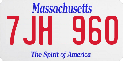 MA license plate 7JH960