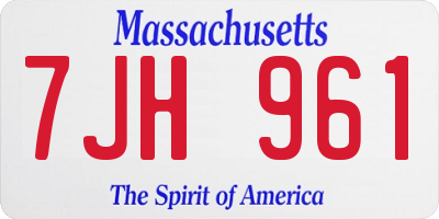 MA license plate 7JH961