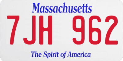 MA license plate 7JH962