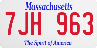 MA license plate 7JH963