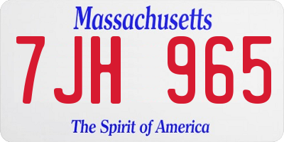 MA license plate 7JH965