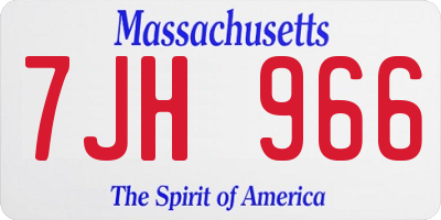MA license plate 7JH966