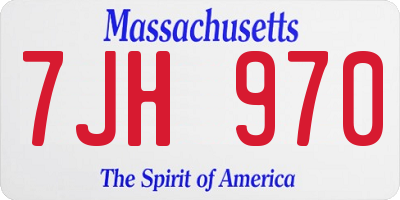 MA license plate 7JH970