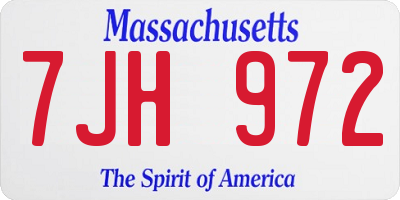 MA license plate 7JH972
