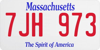 MA license plate 7JH973