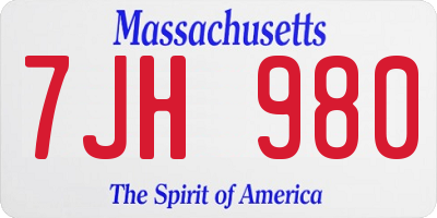 MA license plate 7JH980