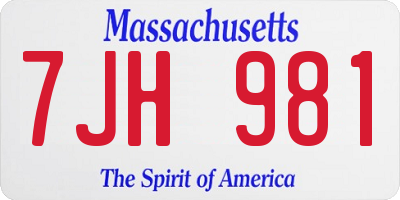 MA license plate 7JH981