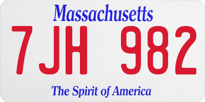 MA license plate 7JH982
