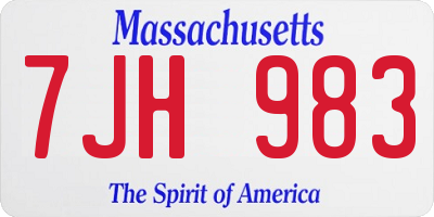 MA license plate 7JH983