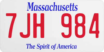 MA license plate 7JH984