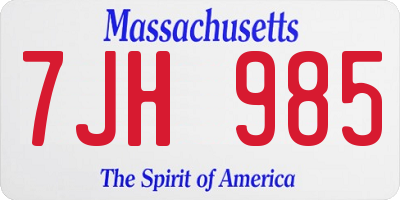 MA license plate 7JH985