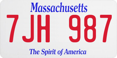 MA license plate 7JH987