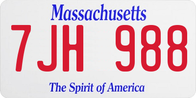 MA license plate 7JH988