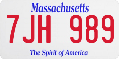 MA license plate 7JH989