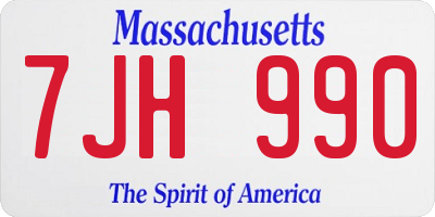 MA license plate 7JH990