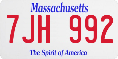 MA license plate 7JH992