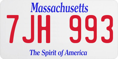 MA license plate 7JH993