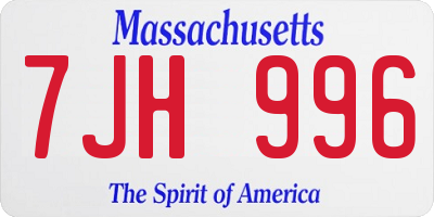 MA license plate 7JH996
