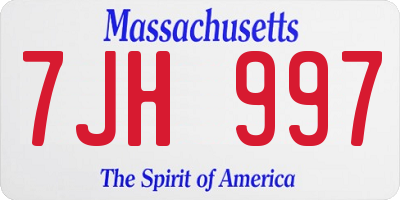 MA license plate 7JH997