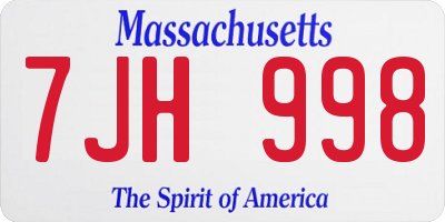 MA license plate 7JH998