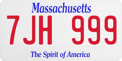 MA license plate 7JH999