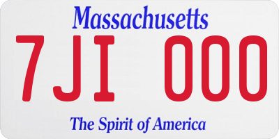 MA license plate 7JI000