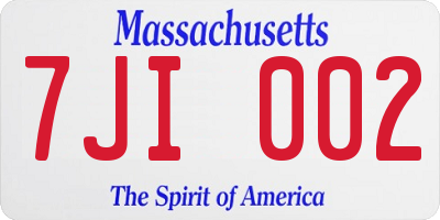MA license plate 7JI002