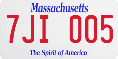 MA license plate 7JI005