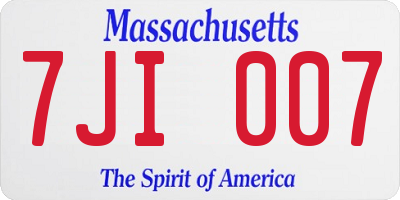 MA license plate 7JI007