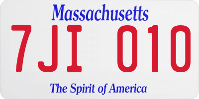MA license plate 7JI010
