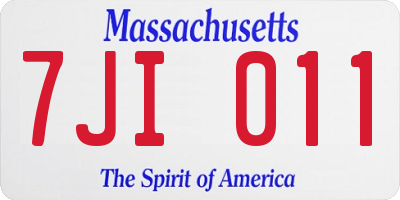 MA license plate 7JI011