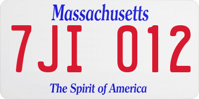 MA license plate 7JI012
