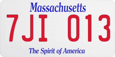 MA license plate 7JI013