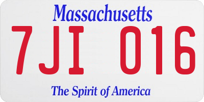 MA license plate 7JI016