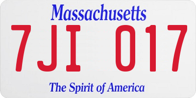 MA license plate 7JI017