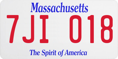 MA license plate 7JI018