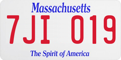 MA license plate 7JI019