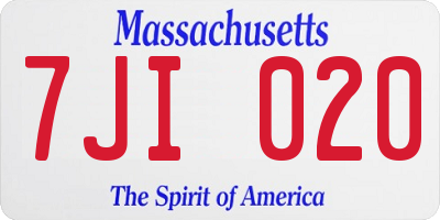 MA license plate 7JI020