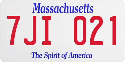 MA license plate 7JI021