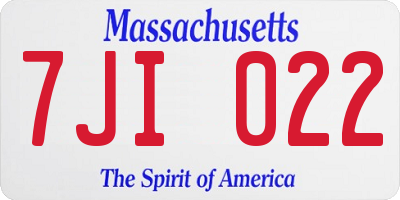 MA license plate 7JI022