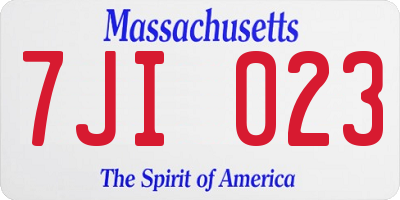 MA license plate 7JI023