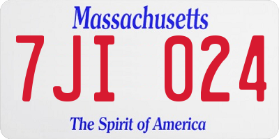 MA license plate 7JI024