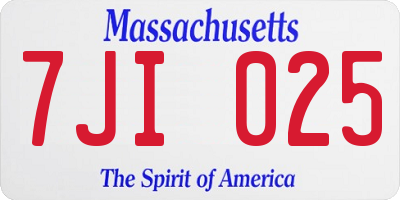 MA license plate 7JI025