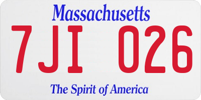 MA license plate 7JI026