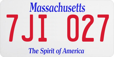 MA license plate 7JI027
