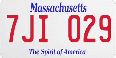 MA license plate 7JI029