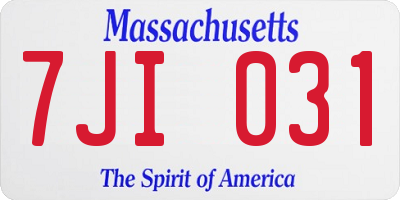 MA license plate 7JI031