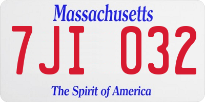 MA license plate 7JI032