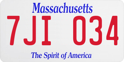 MA license plate 7JI034