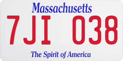 MA license plate 7JI038